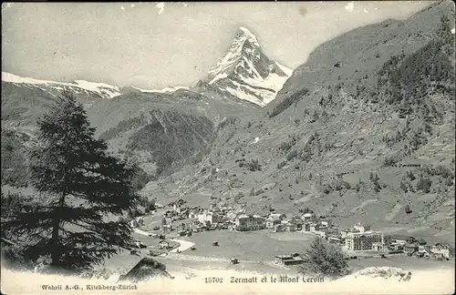 hw02097 Zermatt VS Mont Cervin Kategorie. Zermatt Alte Ansichtskarten