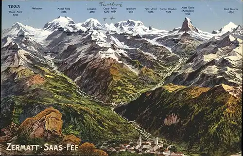 hw02622 Zermatt VS Saas Fee Kategorie. Zermatt Alte Ansichtskarten
