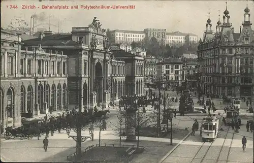 Zuerich Bahnhofsplatz Polytechnikum Universitaet Strassenbahn  / Zuerich /Bz. Zuerich City