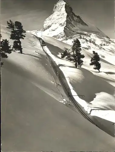hw04444 Zermatt VS Riffelalp, Gornergratbahn, Matterhorn Kategorie. Zermatt Alte Ansichtskarten