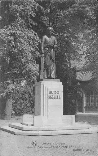 hw11502 Bruges Flandre Statue Guido Gezelle Kategorie.  Alte Ansichtskarten