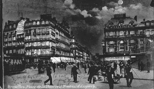 hw11812 Bruxelles Bruessel Place Bourse Boulevard Anspach Kategorie.  Alte Ansichtskarten