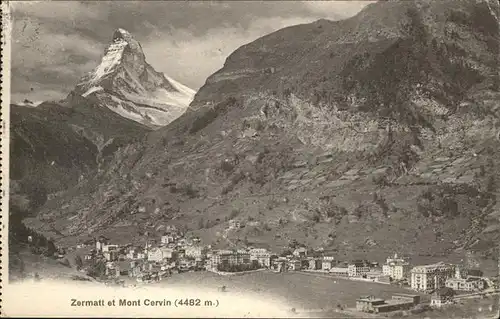 hw12375 Zermatt VS Mont Cervin Kategorie. Zermatt Alte Ansichtskarten
