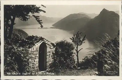 Lago di Lugano col Ponte di Melide