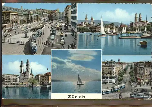 Zuerich Strassenbahn Segelboote See / Zuerich /Bz. Zuerich City