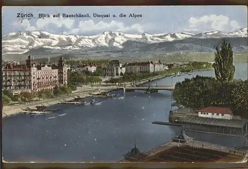 Zuerich Blick auf Bauschaenzli Utoquai Alpen / Zuerich /Bz. Zuerich City