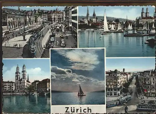 Zuerich Strassenbahnen Segelboote See / Zuerich /Bz. Zuerich City