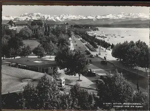 Zuerich Bellevueplatz Utoquai Alpen See Boote Strassenbahn / Zuerich /Bz. Zuerich City