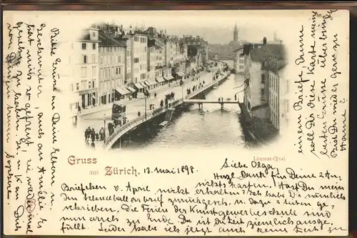 Zuerich Limmat Quai 1898 / Zuerich /Bz. Zuerich City