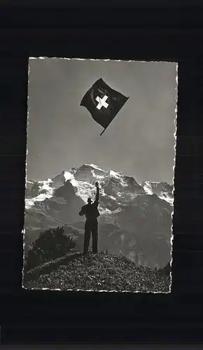 Helvetia Schweiz Fahnenschwinger Berner Oberland Jungfrau / Heraldik /