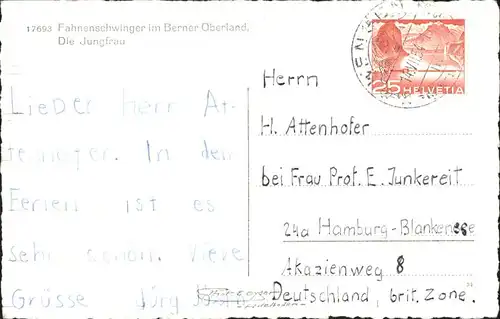 Helvetia Schweiz Fahnenschwinger Berner Oberland Jungfrau / Heraldik /