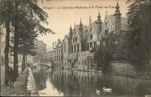 Bruges Flandre Quai Marbriers et le Palais Franc Kat. 