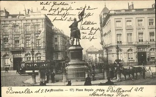 kk11582 Bruxelles Bruessel Place Royale Statur Denkmal Kategorie.  Alte Ansichtskarten