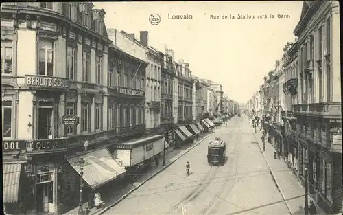 kk11708 Louvain Loewen Flandre Rue Station Gare Strassenbahn Kategorie.  Alte Ansichtskarten