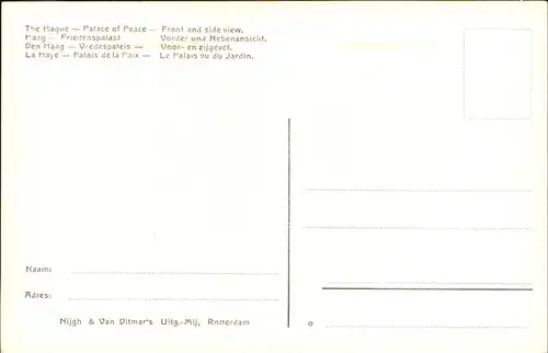 Den Haag Vorder Nebenansicht Friedenspalast