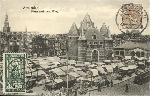 kk12030 Amsterdam Niederlande Nieuwmarkt Waag Strassenbahn Kategorie. Amsterdam Alte Ansichtskarten