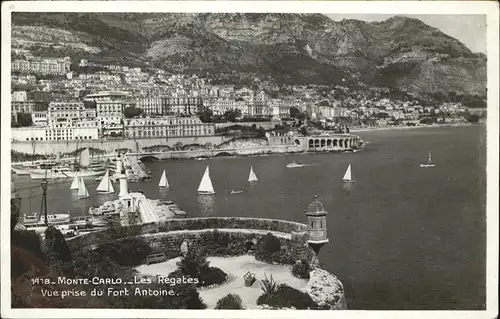 kk12154 Monte Carlo Les Regates Vue prise du Fort Antoine Segelregatta Kategorie.  Alte Ansichtskarten