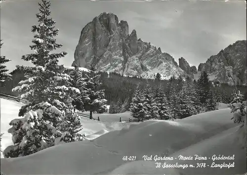 kk12243 Canazei Suedtirol Val Gardena Monte Pana Groedental Sassolungo Langkofel Dolomiti Kategorie.  Alte Ansichtskarten