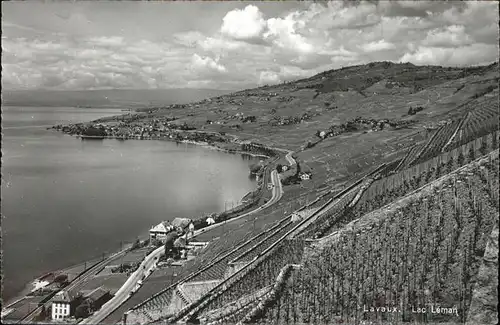 kk13202 Lavaux VD Panorama Weinberge Genfer See Kategorie.  Alte Ansichtskarten