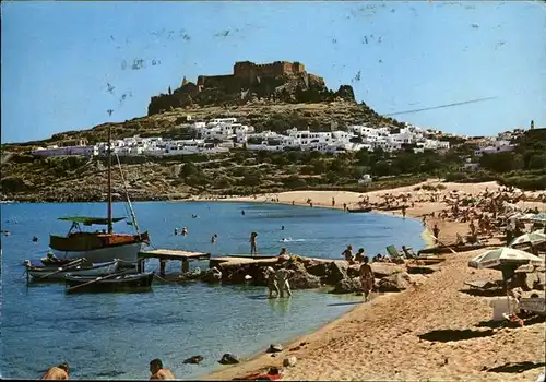 Lindos Lindo Strand Boot Lindos und seine Akropolis Kat. Rhodes