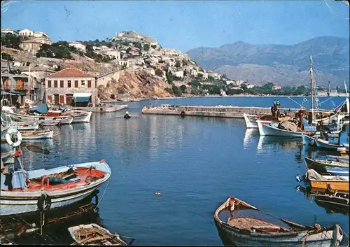 Mithymna Lesbos Malerische Ansicht Hafen Fischerboot