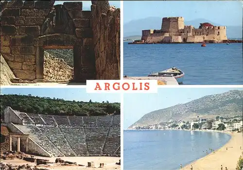 Nauplia Nauplion Partial views of Argolis beach antikes Amphitheater