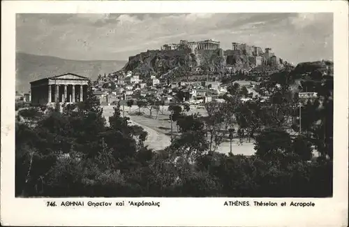 Athenes Athen Theseion et Acropole Akropolis Tempel Ruine Kat. Griechenland