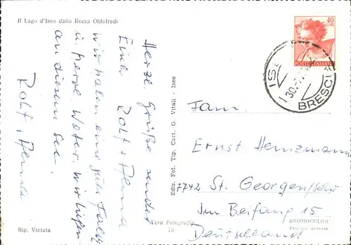 Monte Isola Lago d Iseo dalla Rocca Oldofredi Kat. Italien