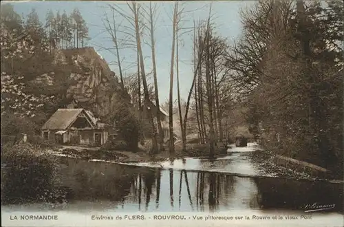 Rouvrou Menil Hubert sur Orne Environs de Flers vue pittoresque sur la Rouvre et le vieux Pont