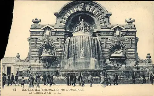 Exposition Coloniale Marseille 1922  Chateua d Eau Brunnen Kat. Marseille