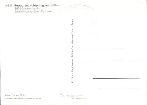 Graechen VS Restaurant Hohtschuggen Alpenpanorama Kat. Graechen