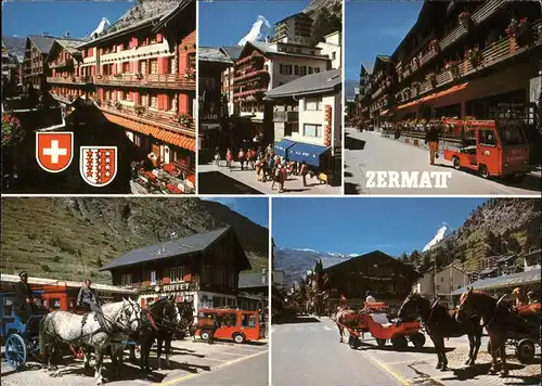 Zermatt VS Dorfpartie Pferdekutschen Kat. Zermatt