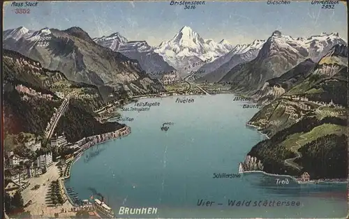 Vierwaldstaettersee SZ und Umgebung Panoramakarte Kat. Brunnen