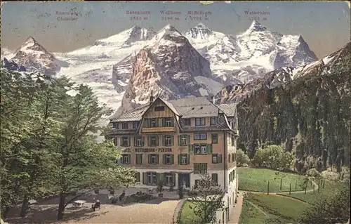 Hohfluh Bruenig BE Hotel Wetterhorn mit Alpen Panorama Kat. Bruenig