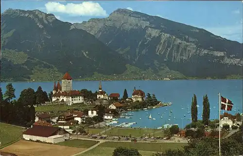 Spiez BE Schloss Thunersee Ralligstoecke Berner Alpen Kat. Spiez