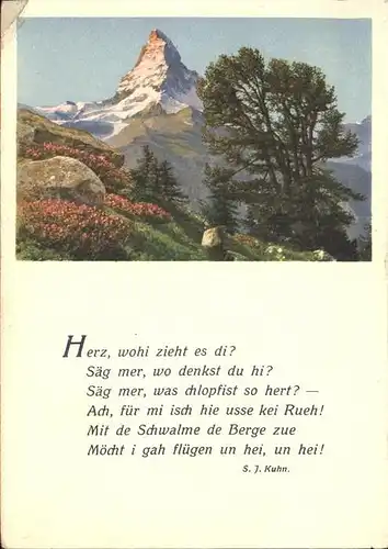 Zermatt VS Riffelalp Matterhorn Gedicht Kuhn Kat. Zermatt