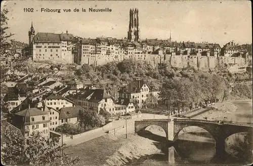 Fribourg FR Vue de la Neuveville pont Kat. Fribourg FR