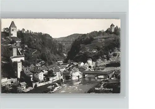 Fribourg FR Saane Bernbruecke Turm Altstadt Kat. Fribourg FR