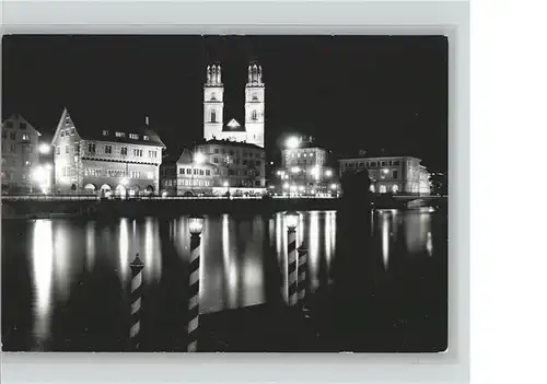 Zuerich Zunfthaeuser Muenster bei Nacht / Zuerich /Bz. Zuerich City