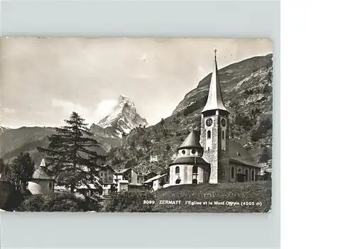 Zermatt VS Eglise et le Mont Cervin Matterhorn Kat. Zermatt