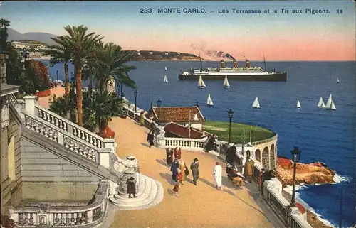 kk31381 Monte-Carlo Les Terrasses et le Tir aux Pigeons Kategorie. Monte-Carlo Alte Ansichtskarten
