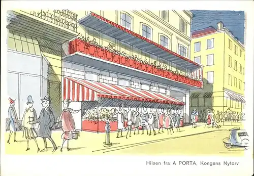 Kobenhavn Hilsen fra a Porta Kongens Nytorv Illustration Kat. 