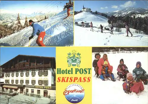 Salzburg Oesterreich Hotel Post Wintersportplatz Skifahrer Loipe Schlitten / Salzburg /Salzburg und Umgebung