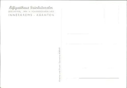 Innerkrems Krems Kaernten Liftgasthaus Gruenleitenalm Kat. Krems in Kaernten