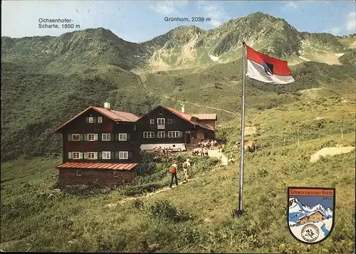 Hirschegg Kleinwalsertal Vorarlberg Schwarzwasserhuette Ochsenhofer Scharte Gruenhorn Allgaeuer Alpen Kat. Mittelberg