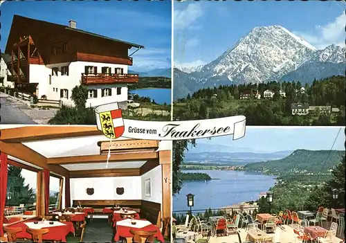Oberaichwald Finkenstein Terrassencafe Pension Restaurant Alpenpanorama Wappen Kat. Finkenstein Faaker See