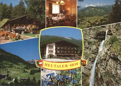Heutal Unken Gasthaus Pension Heutaler Hof Kuh Wasserfall Alpenblumen Enzian