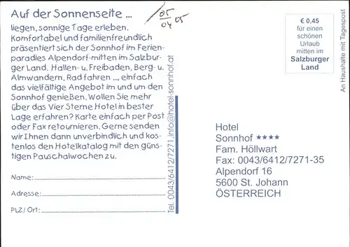 St Johann Pongau Salzburg Hotel Sonnhof Kat. 
