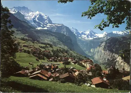 Wengen BE mit Jungfrau und Breithorn Kat. Wengen