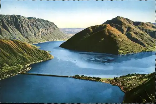 Lago di Lugano Ponte die Melide Fliegeraufnahme Kat. Italien